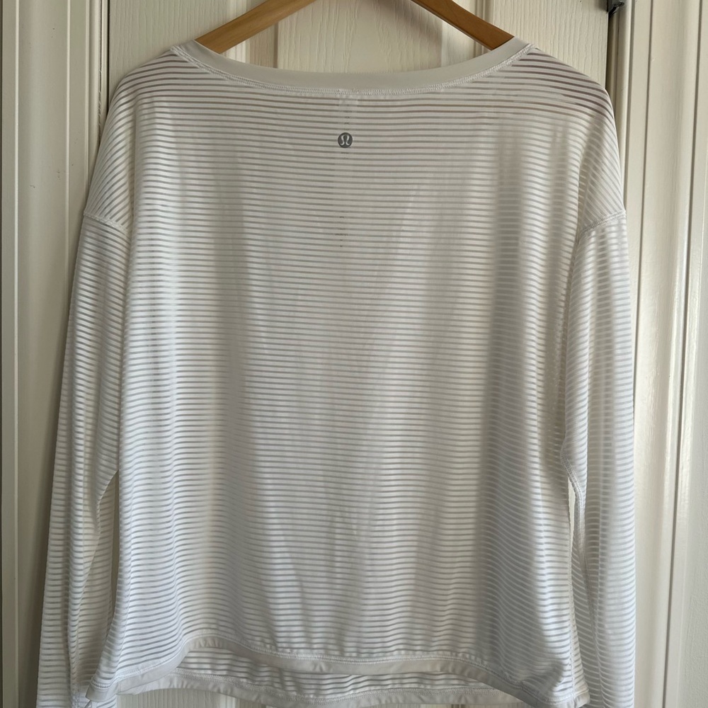 lululemon athletica White Striped Long Sleeve Tee